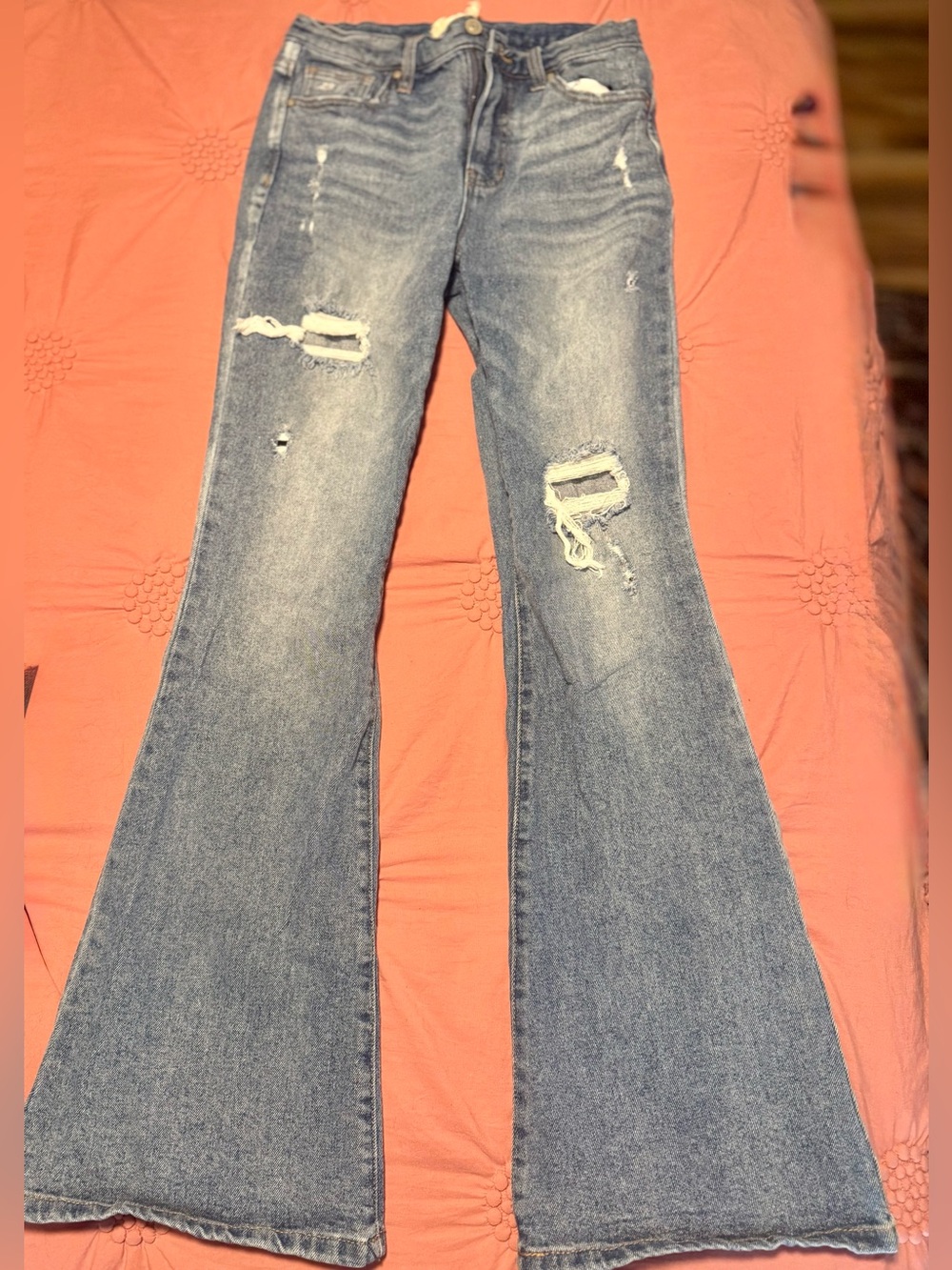 Altar’d State Light Blue Distressed Flared Jeans